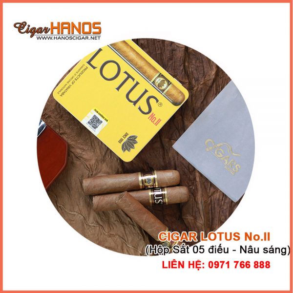 Cigar Lotus No2, hộp sắt 5 điếu màu Nâu sáng-1